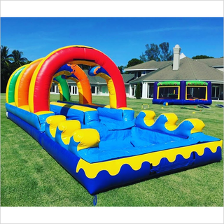 Rainbow Arch Inflatable Waterslide And Pool Garden Party Games Dual Lane Slip N Dip Blow Up Water Slide For Sale - Inflatable-Zone