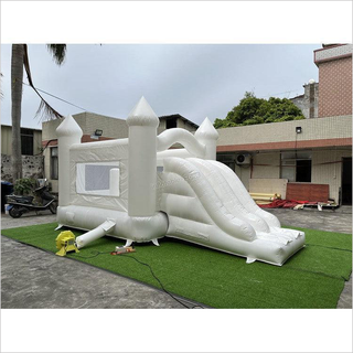 White Bounce Castle Combo Bouncer House Jumper Bouncy , Inflatable Jumping Castle Combo Slide