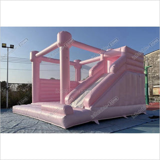 Pink Bounce House Combo Commercial Inflatable Slide Wedding Jumping Castle For Wedding Birthday Party