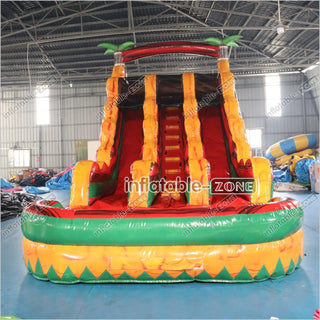 Tropical Giant Inflatable Slide With Pool Commercial Combo Large Inflatable Slides For Kids And Adults