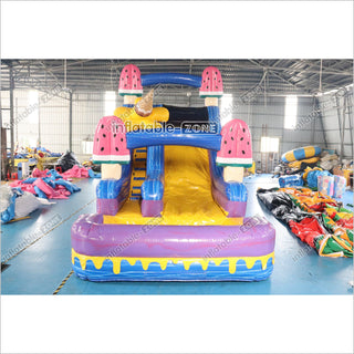 Ice Cream Inflatable Water Slide With Pool Commercial Giant Inflatable Slides Bouncing All Around Party