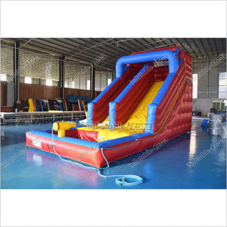 Single Lane Commercial Inflatable Wet Dry Slide Jumper Water Slide With Splash Pool For Kids And Adults