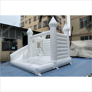 White Bounce House With Ball Pit Wedding Bouncy Castle With Slide Combo Party Inflatables