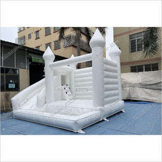 White Bounce House With Ball Pit Wedding Bouncy Castle With Slide Combo Party Inflatables