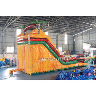 Tropical Giant Inflatable Slide With Pool Commercial Combo Large Inflatable Slides For Kids And Adults