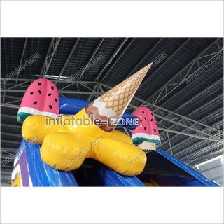 Ice Cream Inflatable Water Slide With Pool Commercial Giant Inflatable Slides Bouncing All Around Party