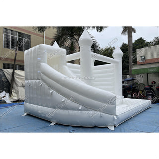 White Bounce House With Ball Pit Wedding Bouncy Castle With Slide Combo Party Inflatables