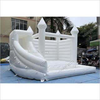 White Bounce House With Ball Pit Wedding Bouncy Castle With Slide Combo Party Inflatables