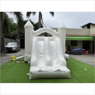 White Bounce Castle Combo Bouncer House Jumper Bouncy , Inflatable Jumping Castle Combo Slide