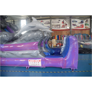 Purple Wave Single Lane Inflatable Waterslide Commercial Event Small Inflatable Dolphin Water Slide Pool