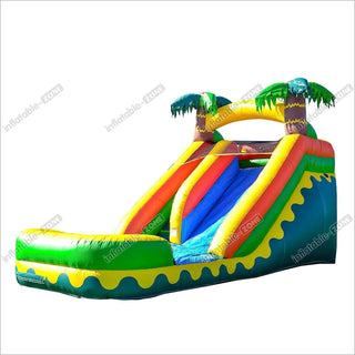 Big Inflatable Moonwalk Water Slide Bouncy And Fun Party Tropical Waterslide For Pool