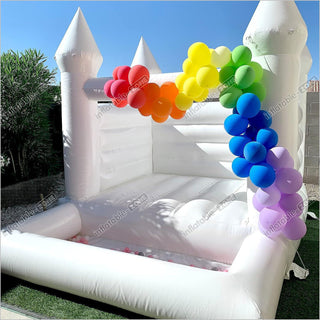 White Bounce House With Ball Pit Commercial Grade All PVC Bouncy House Castle For Kids Birthday