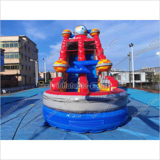 Space Astronaut Adventure Water Slide Outdoor Playground Inflatable Blow Up Water Slide With Splash Pool