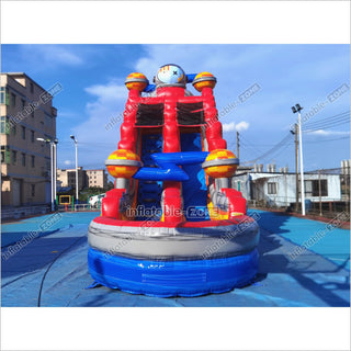 Space Astronaut Adventure Water Slide Outdoor Playground Inflatable Blow Up Water Slide With Splash Pool