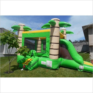 Tropical Island Bounce House Castle Combo Palm Beach Party Giant Inflatable Slide Bouncer