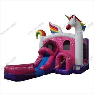 Bounce 4 In 1 Unicorn Combo Wet Dry Bouncy House With Slide Inflatable Jumping Castle - Inflatable-Zone