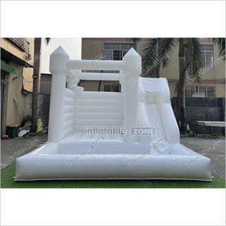 Backyard Bounce House Party Slide Combo Inflatable Bouncer White Wedding Bouncy Castle With Ball Pit