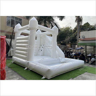 Backyard Bounce House Party Slide Combo Inflatable Bouncer White Wedding Bouncy Castle With Ball Pit