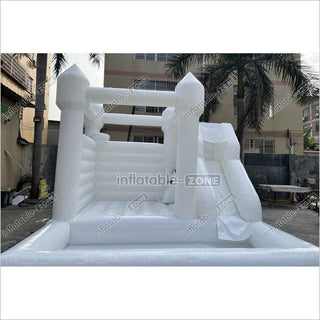 Backyard Bounce House Party Slide Combo Inflatable Bouncer White Wedding Bouncy Castle With Ball Pit