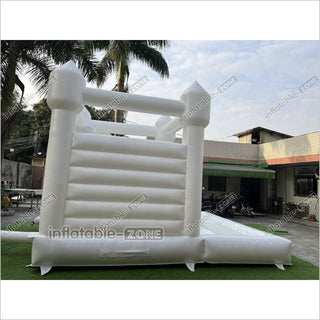 Backyard Bounce House Party Slide Combo Inflatable Bouncer White Wedding Bouncy Castle With Ball Pit