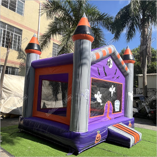 Halloween Pumpkin And Ghost Backyard Jumping Castle Childrens Soft Play Hire Inflatable Bounce House For Sale