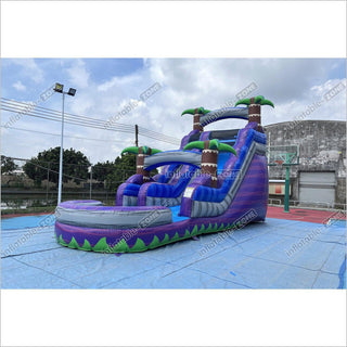 Best Outdoor Inflatable Water Slide Jumping Castle Pool Professional Water Slide With Palm Trees