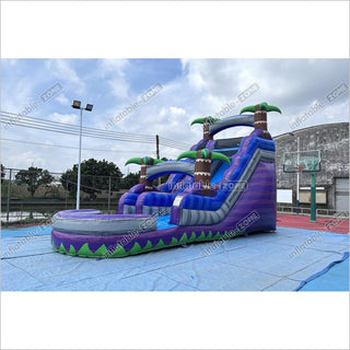 Best Outdoor Inflatable Water Slide Jumping Castle Pool Professional Water Slide With Palm Trees