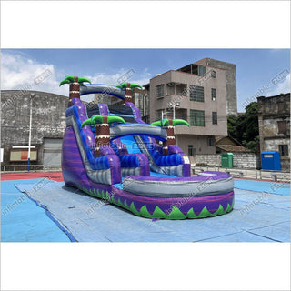 Best Outdoor Inflatable Water Slide Jumping Castle Pool Professional Water Slide With Palm Trees