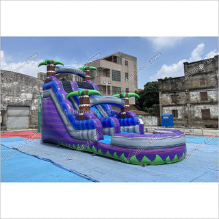 Best Outdoor Inflatable Water Slide Jumping Castle Pool Professional Water Slide With Palm Trees