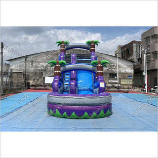 Best Outdoor Inflatable Water Slide Jumping Castle Pool Professional Water Slide With Palm Trees