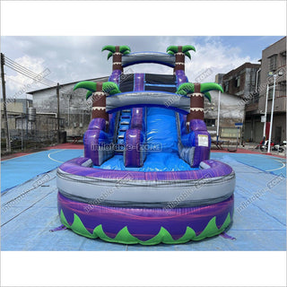 Best Outdoor Inflatable Water Slide Jumping Castle Pool Professional Water Slide With Palm Trees