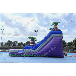 Best Outdoor Inflatable Water Slide Jumping Castle Pool Professional Water Slide With Palm Trees