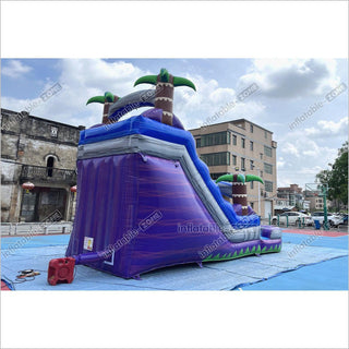 Best Outdoor Inflatable Water Slide Jumping Castle Pool Professional Water Slide With Palm Trees