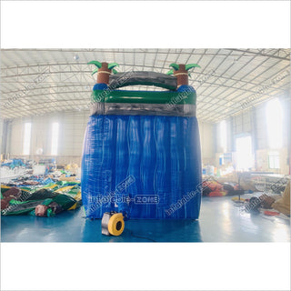 Blue Palm Tree Inflatable Water Slide Inflatable Bouncer Tropical Jumping Castle Waterslide With Small Pool