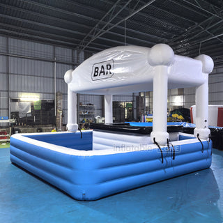 White Blue Black Inflatable Pool Bar Sport Bar Pool Table Inflatable Soft Play Near Me Floating Pool Toy