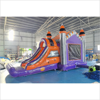 Bounce House Halloween Happy Hop Inflatable Slide Ghost On Pumpkin Bouncy Castle Slide Combo For Sale