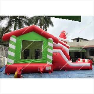 Outdoor Santa Claus Bounce House Slide Rentals Christmas Combo Inflatables Bouncy Castle And Slide For Sale