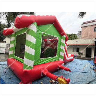 Outdoor Santa Claus Bounce House Slide Rentals Christmas Combo Inflatables Bouncy Castle And Slide For Sale