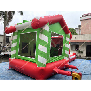 Outdoor Santa Claus Bounce House Slide Rentals Christmas Combo Inflatables Bouncy Castle And Slide For Sale