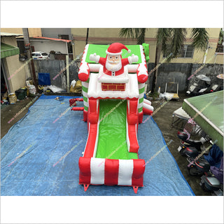 Outdoor Santa Claus Bounce House Slide Rentals Christmas Combo Inflatables Bouncy Castle And Slide For Sale