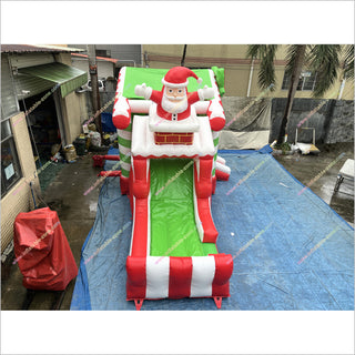 Outdoor Santa Claus Bounce House Slide Rentals Christmas Combo Inflatables Bouncy Castle And Slide For Sale