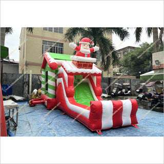 Outdoor Santa Claus Bounce House Slide Rentals Christmas Combo Inflatables Bouncy Castle And Slide For Sale