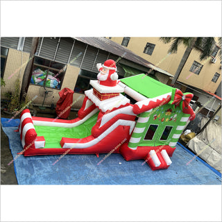 Outdoor Santa Claus Bounce House Slide Rentals Christmas Combo Inflatables Bouncy Castle And Slide For Sale