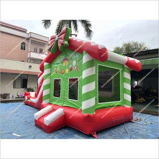 Outdoor Santa Claus Bounce House Slide Rentals Christmas Combo Inflatables Bouncy Castle And Slide For Sale