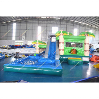 Jungle Theme Birthday Party Bouncy House And Water Slide Combo Fun Rent Jumping Castle Inflatable Water Slide With Pool - Inflatable-Zone