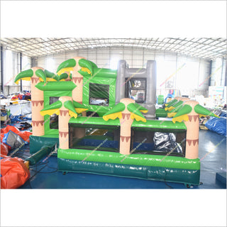 Jungle Theme Birthday Party Bouncy House And Water Slide Combo Fun Rent Jumping Castle Inflatable Water Slide With Pool - Inflatable-Zone