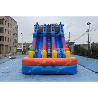 Commercial Building Block Giant Inflatable Water Slide With Inflatable Pool Playground Party For Kids And Adults