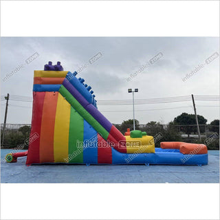 Commercial Building Block Giant Inflatable Water Slide With Inflatable Pool Playground Party For Kids And Adults