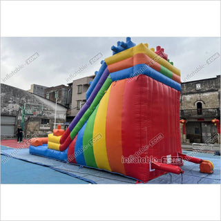 Commercial Building Block Giant Inflatable Water Slide With Inflatable Pool Playground Party For Kids And Adults