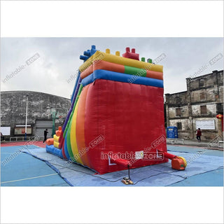 Commercial Building Block Giant Inflatable Water Slide With Inflatable Pool Playground Party For Kids And Adults